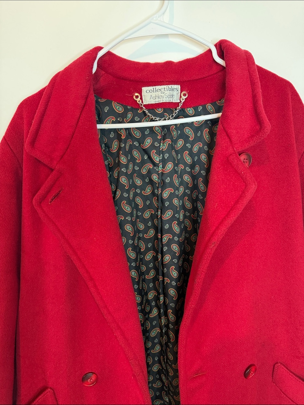 Women's Wool Red Double-Breasted Trench Coat by Collection - Picture 10 of 13